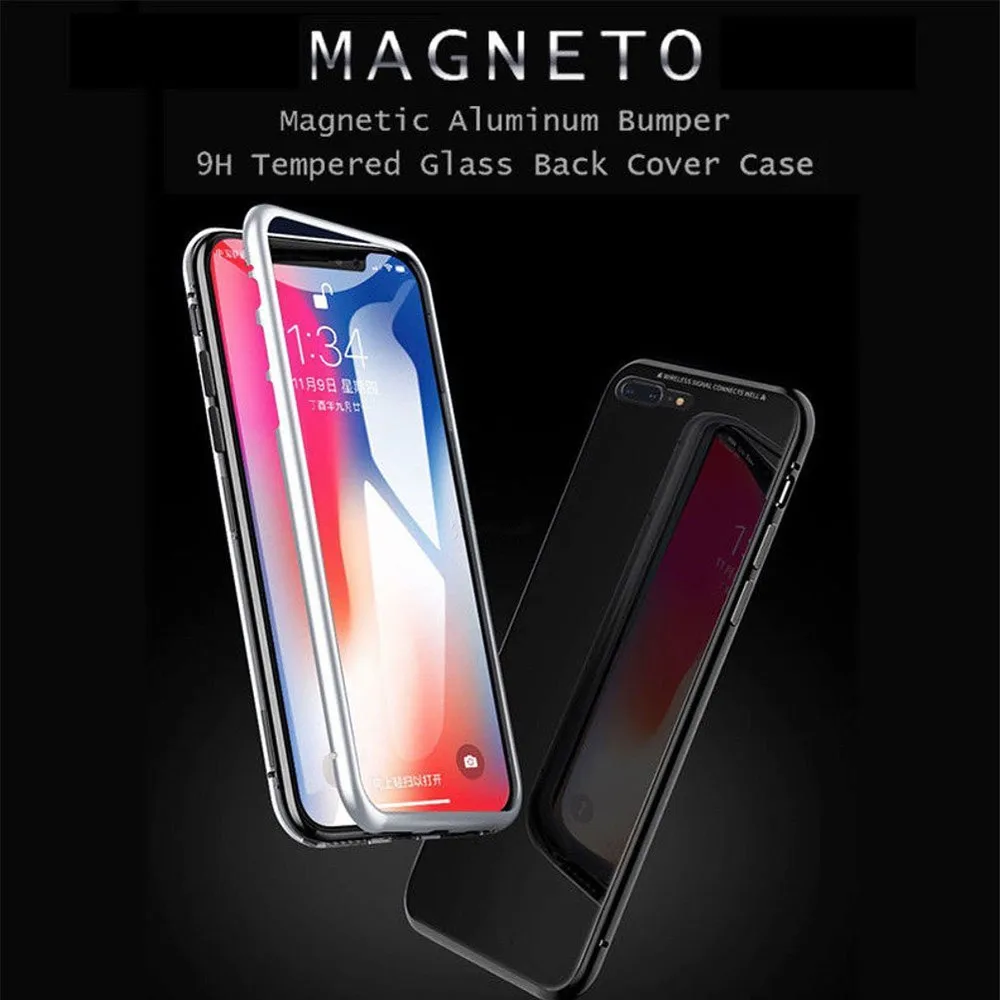 

For iPhone 7/8plus 5.5inch Magnetic Adsorption metal mobile phone shell personality transparent glass mobile phone shell#P3