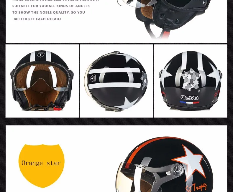 BEON moto rcycle винтажный шлем 3/4 для лица мото Шлем КАСКО Емкость Четыре сезона для мото rcycle шлемы