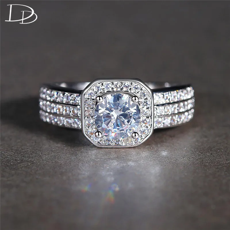 

DODO Popular Unisex Style Ring White Gold Color High Quality AAA Zircon Rings For Women Cool Square Design Fashion Jewelry R408