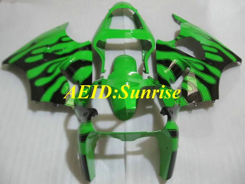 

Injection mold Fairing kit for KAWASAKI Ninja ZZR600 05 06 07 08 ZZR 600 2005 2008 Black flames green Fairings set+7gifts KL03