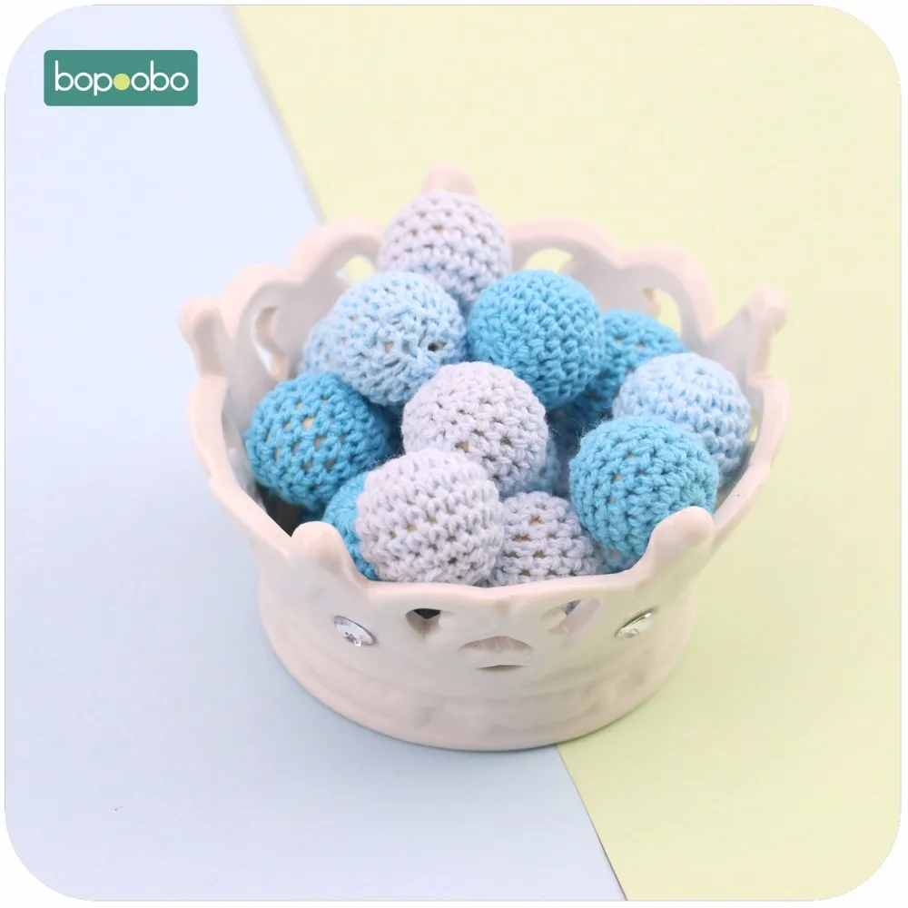 

Bopoobo Baby Nursing Jewelry Accessories Crochet Beads 20mm 10pc Colorful Crochet Can Chew DIY Teether Bracelet Crochet Beads