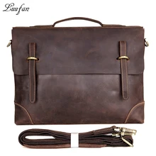 Мужская деловая сумка crazy horse из натуральной кожи 1" для ноутбука, портфель, сумка-мессенджер из коровьей кожи, сумка на плечо, коричневая рабочая сумка-тоут