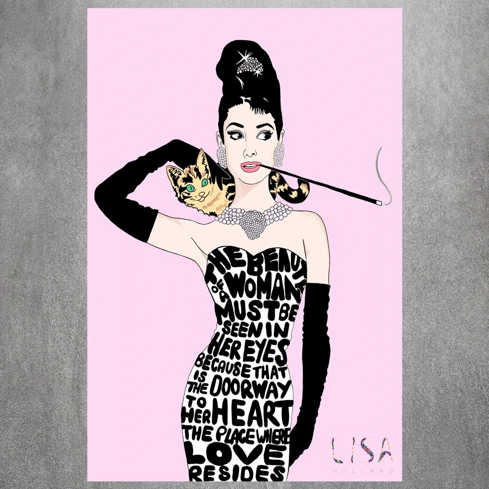 オードリー ヘップバーンピンク現代のポスターアート壁写真シルク生地プリント絵画ルーム装飾家の装飾なしフレーム Wall Pictures Prints Paintingmodern Poster Aliexpress