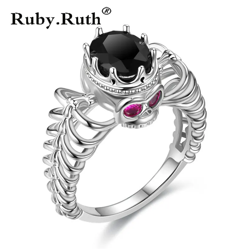 

Skull Ring Women Men Punk Style Charm Round Cubic Zirconia evil silver Skeleton Ring Fashion Jewelry Dropshipping