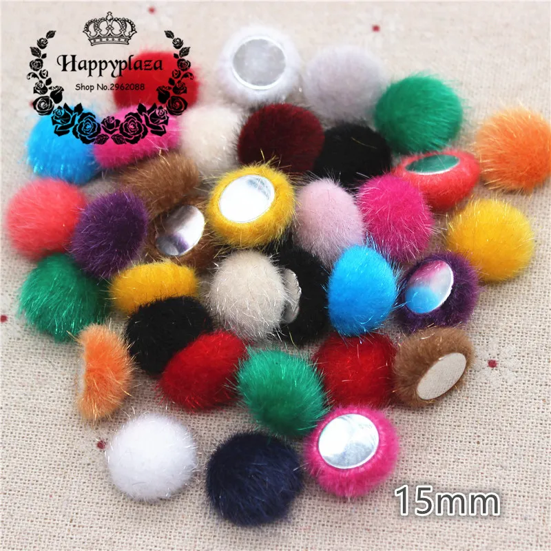 

50pcs 15mm Mix Colors Hairy Fabric Covered Round Button Flatback Cabochon Home Sewing Buttons DIY Scrapbook Craft Accessories