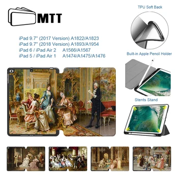 

MTT Oil Painting Case For iPad 9.7 inch TPU Leather Smart Cover for iPad Air 1 Air 2 Auto Sleep/Wake Tablet Protective funda