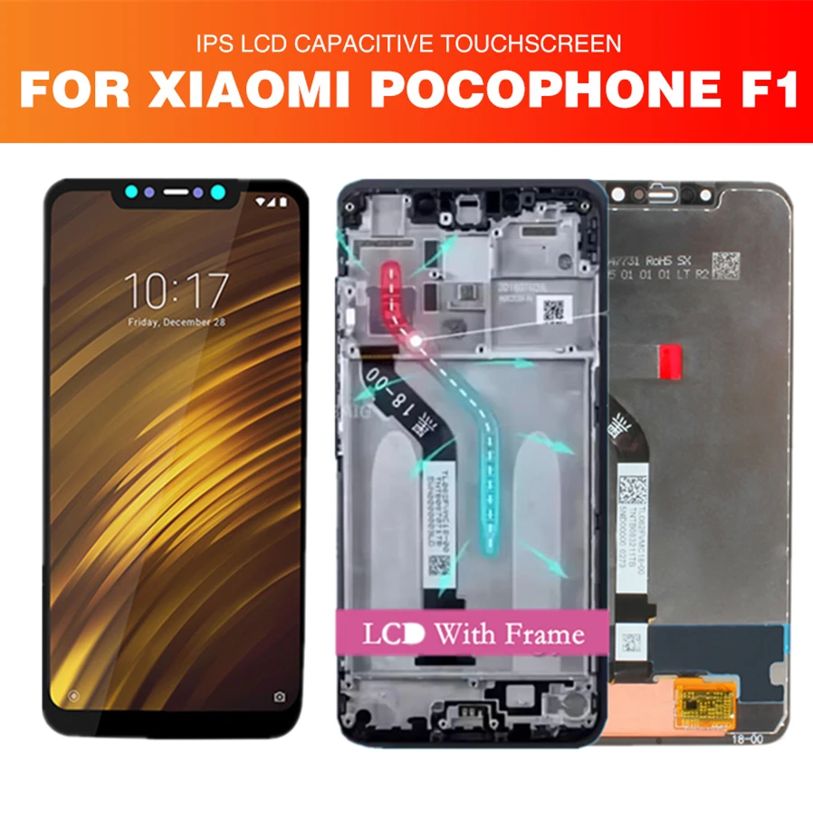 Оригинальный экран для Xiaomi Poco F1 ЖК дисплей рамка сенсорная панель Pocophone