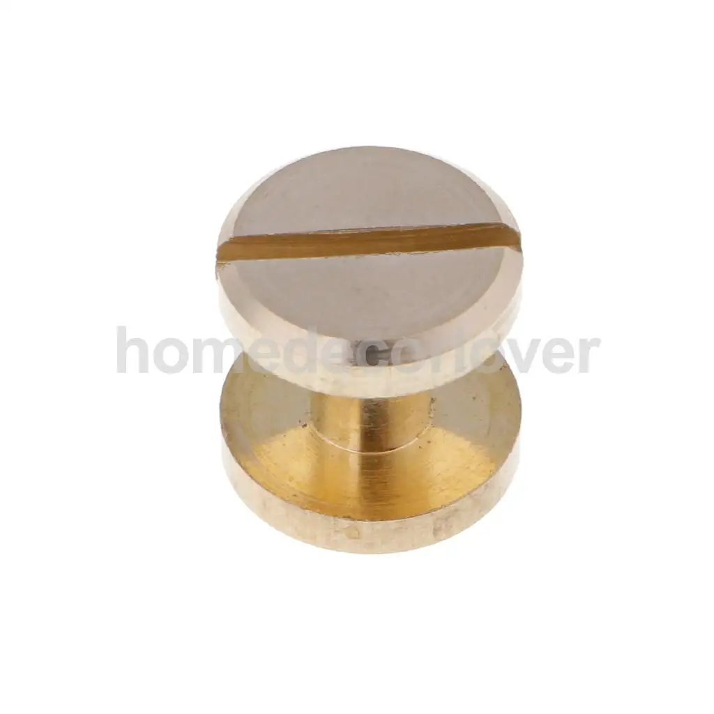 6 Sets Solid Brass Flat Round Head Stud Screwback Leather Craft Chicago Screws