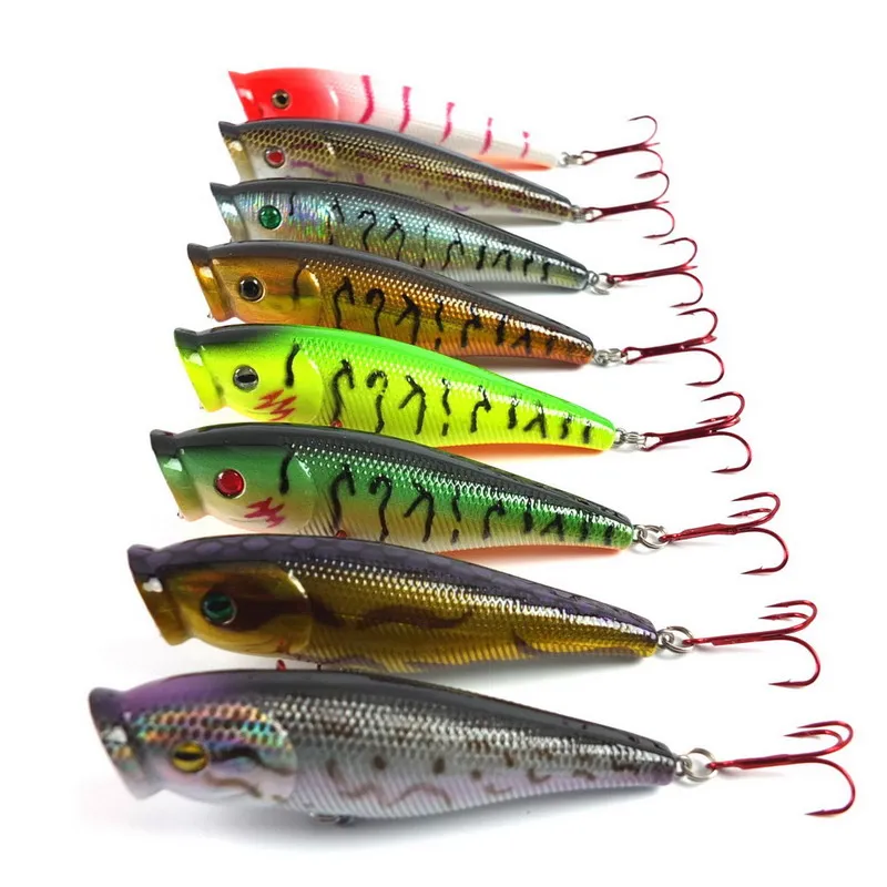 8pcs/setTop Water Hard Plastic Lure Artificial Surface Bait Popper 8 Colors 9.5cm 14g Hook Size 4#