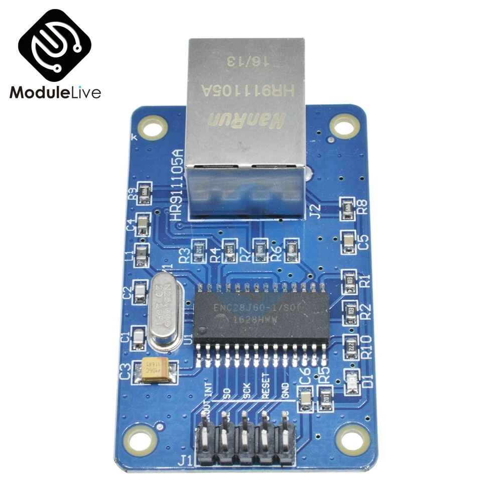1 шт. сетевой модуль ENC28J60 Ethernet LAN для Arduino 51 AVR SPI PIC STM32 LPC с 25 МГц кристаллическим