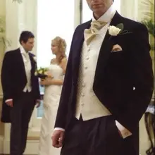 Индивидуальные элегантный Жених утро костюм свадебный смокинг для мужчин Жених одежда 3 предмета в Комплекте Костюмы включают(куртка+ жилет+ штаны