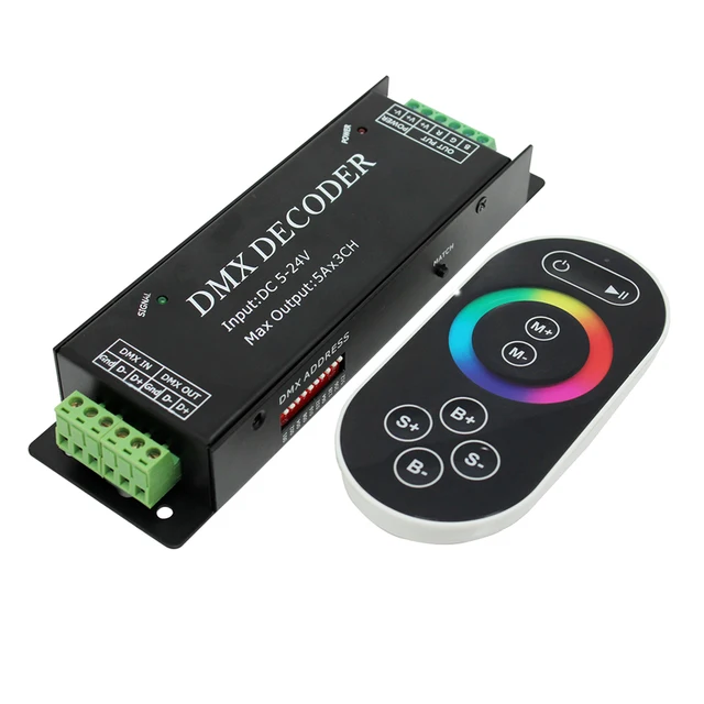 DMX100 LED Strip DMX Decoder; DMX LED Controller Dimmer; DC524V; Output5A*3channels, Out power5V