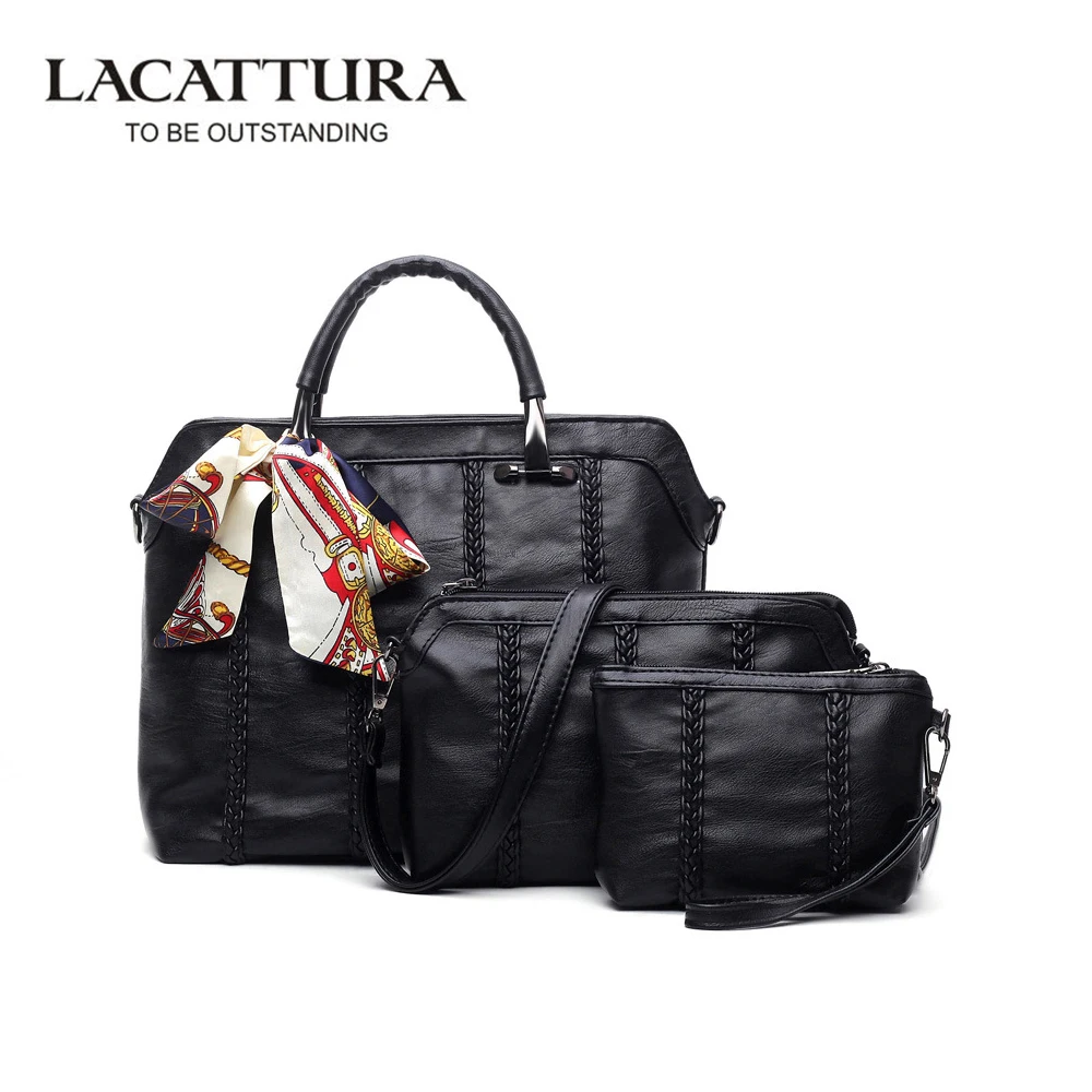 LACATTURA 3 in 1 2017 famous brands European Style Women Leather