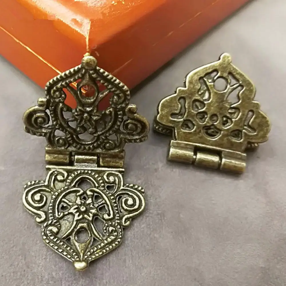 

10pcs28 degree flower hinge zinc alloy antique butterfly small leaf cabinet hardware accessories gift box hinge wooden box hinge