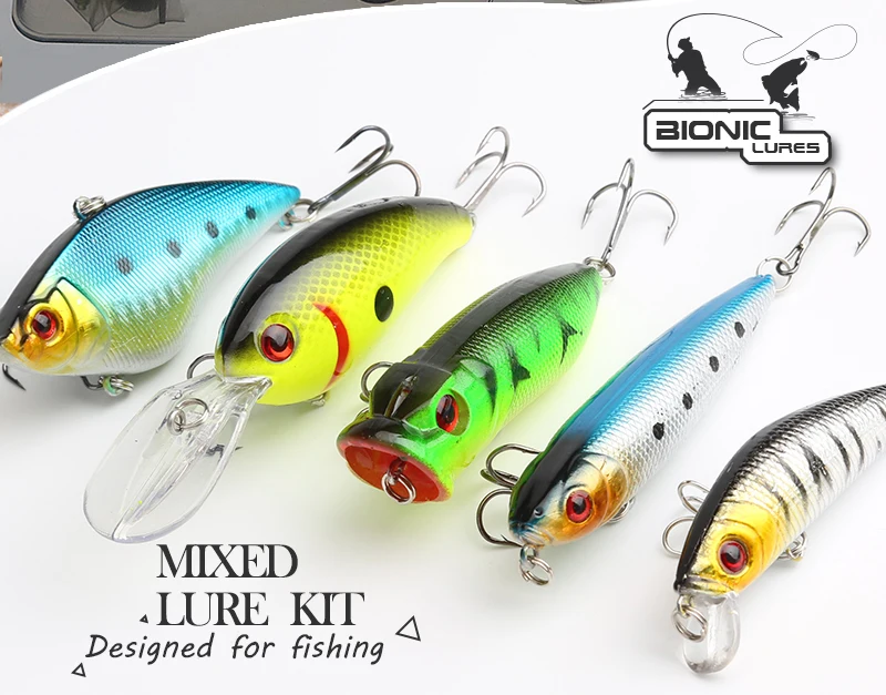 Fishing Lure MinnowPopperWobbler Spoon Metal Lure Soft Bait Fishing Lure Kit Isca Artificial Mixed ColorStyleWeight (5)