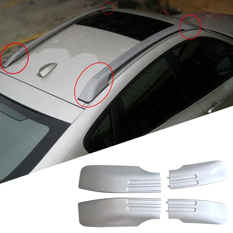 ل BMW X6 E71 2008-2014 الفضة الخارجي سيارة سقف للسيارة رف السكك الحديدية نهاية غطاء قذيفة كاب استبدال 4 قطعة ل BMW X6 E71 2008-2014 الفضة الخارجي سيارة سقف للسيارة رف السكك الحديدية نهاية غطاء قذيفة كاب استبدال 4 قطعة