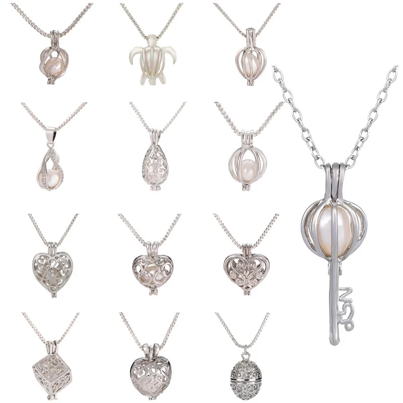 

More Than 12 styles Pearl Cage Jewelry Findings Cage Locket Pendant Essential Oil Diffuser Locket For Oyster Pearl Women Girl