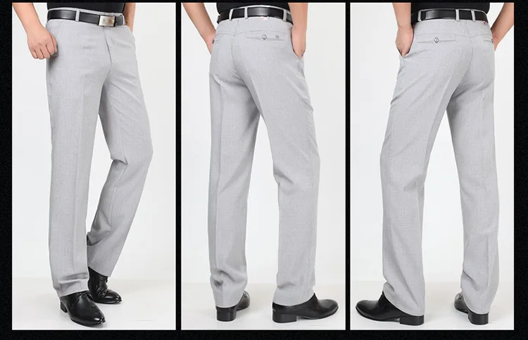 Весна Лето костюм брюки для мужчин свободные мужские брюки классические прямые официальные мужские деловые тонкие льняные брюки размер 30-42