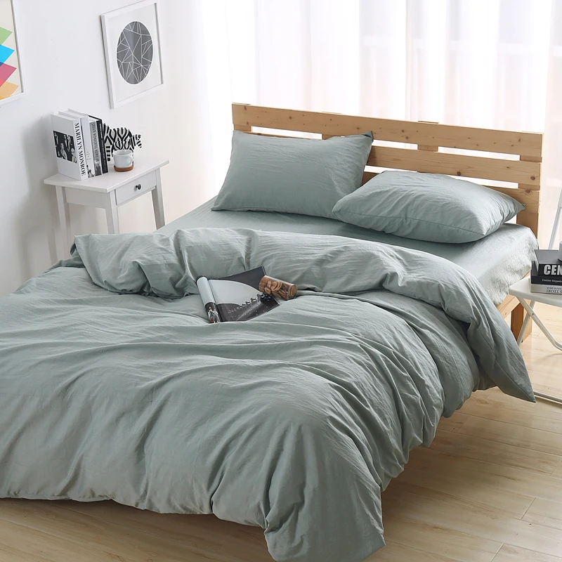 4pc 100 cotton solid colour light grey beddingset duvet cover sheet pillowcasein Sheet from