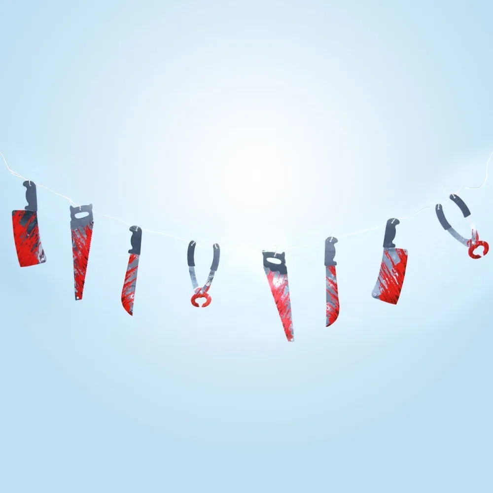 Halloween Banner Bloody Knife Horror Props Bloody Hand Haunted House Party Decoration Scary Fake Hand Foot Halloween Supplies