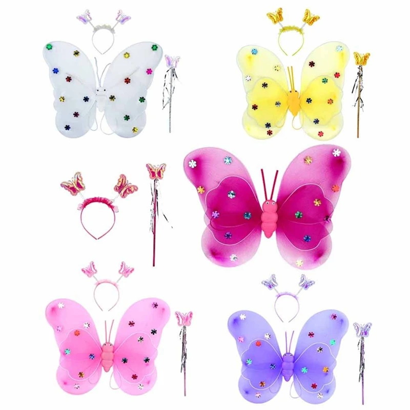Buy 3 Pcs LED Flashing Butterfly Wings 6 Colors Baby