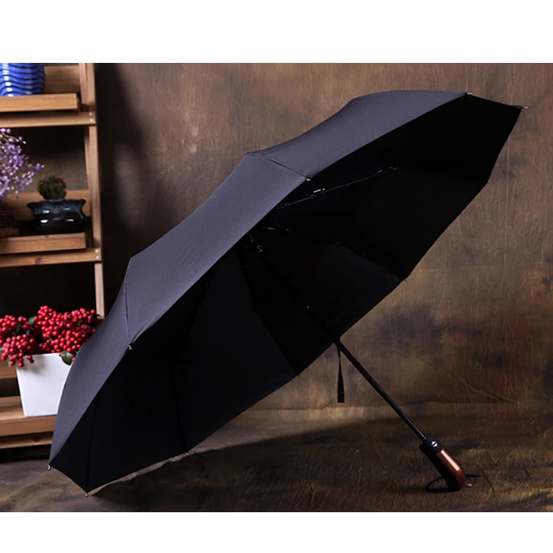 Men Windproof Umbrella Three-folding 10 Ribs Classic Automatic Strong Wind Resistant Umbrella Rain Business Parasol Dropshipping