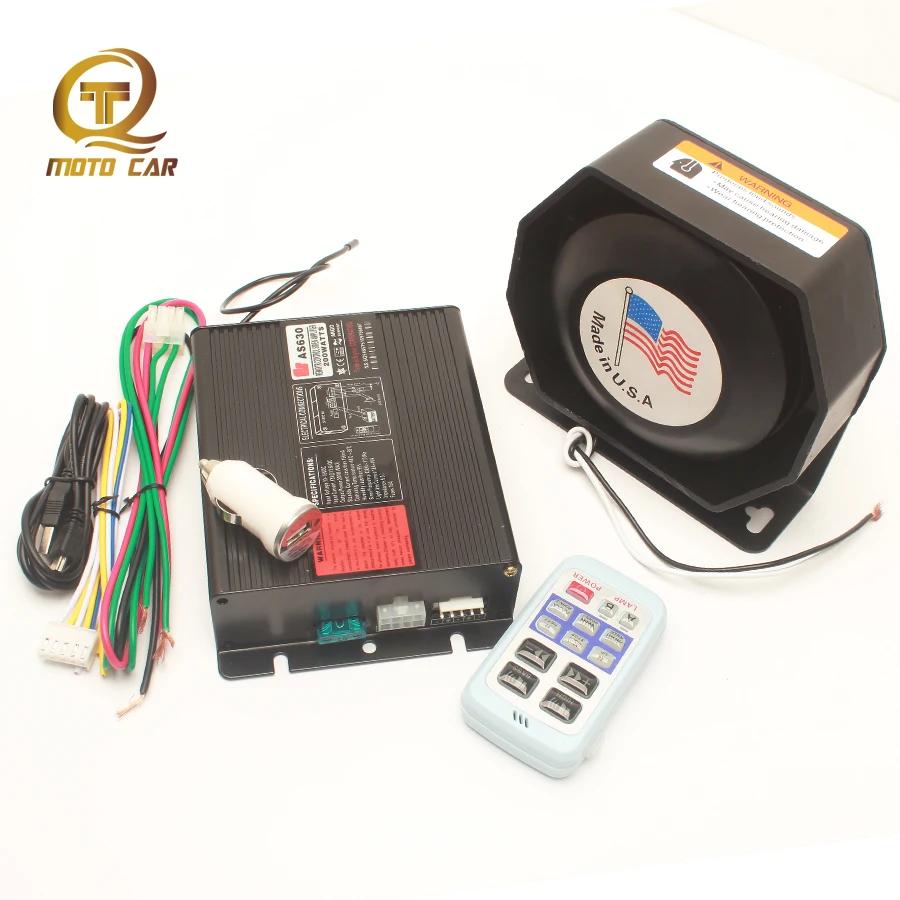 

Universal Car Horn Police Siren 200W 12V Wireless Control Alarm Horn System Multi-tone Super Loud Train Speaker Megaphone Sound