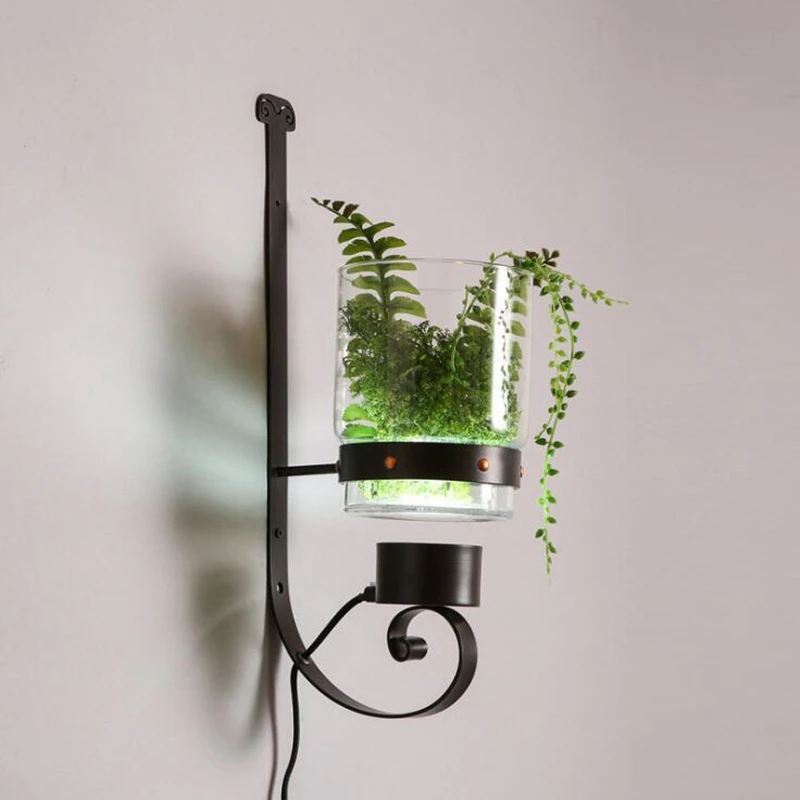 

Abajur Nordic Modern Iron LED Wall Lamp for Bedroom Glass Lampshade Bedside Hanglamp Home Decor Plant Wall Light Fixtures