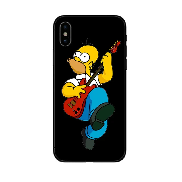 Черный силиконовый чехол для телефона Homer J. Simpson для iPhone 6, 6 s, 7, 8 Plus, X, 10, XR, XS, Max, 5, 5S, SE, Bart, Simpson, забавный мультяшный чехол