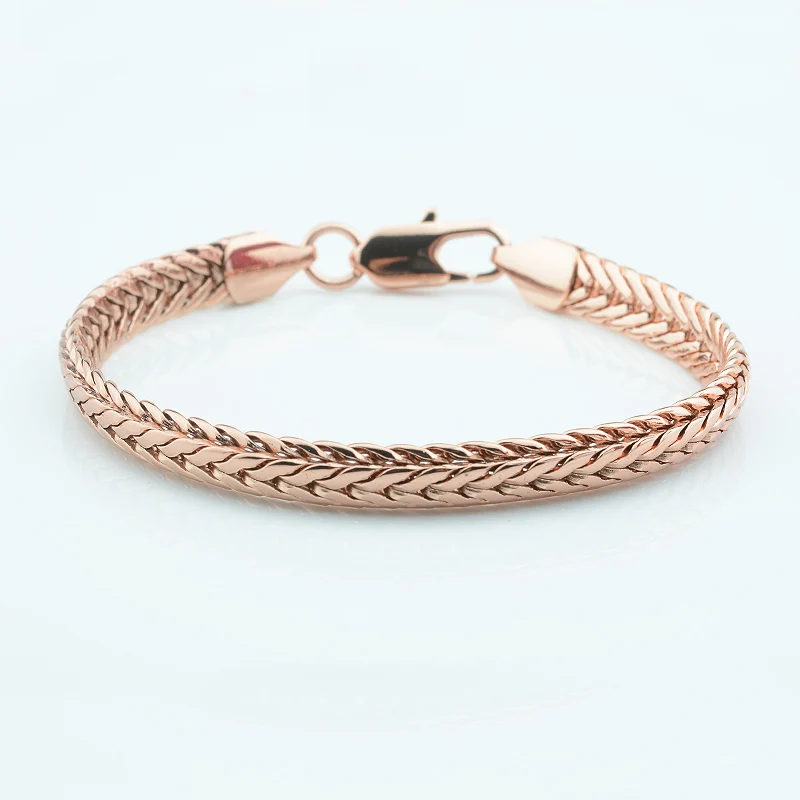 1pcs 6mm Width Mens Women Rose Gold Color Link Chains Herringbone Jewelry Bracelet Wristband