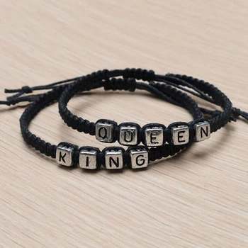

Netrual Rope Bracelets King Queen Couples Bracelet Set Handmade Lovers Bracelet Personalized Birthday Friendship Gifts 1Pair18cm