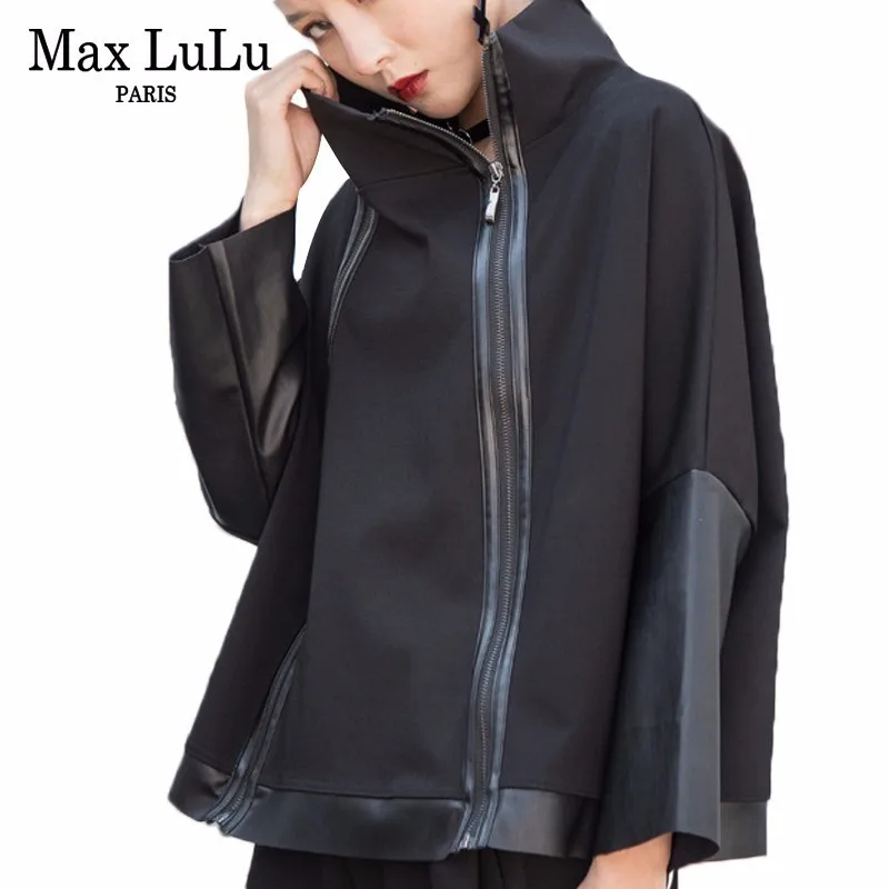 Осенняя модная женская Куртка Max LuLu в Корейском стиле панк уличная одежда черная