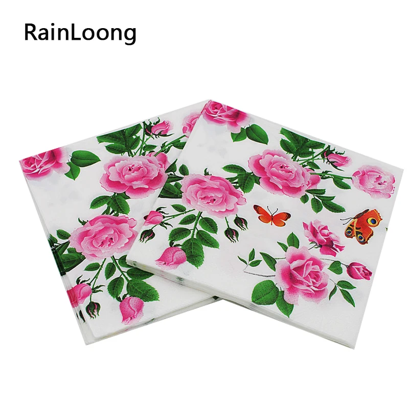 color printing paper napkins rose festiveparty tissue floral decoration 20pcs LL