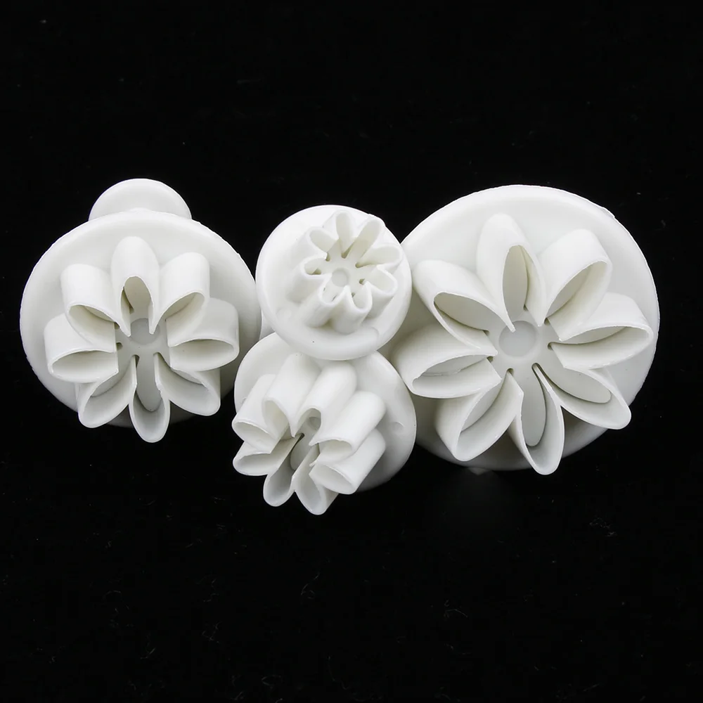 

4pcs Flower Plunger Cutter Icing Cutter Fondant Cake Sugarcraft Decorating Cookie Molds Biscuit Cutter Tool