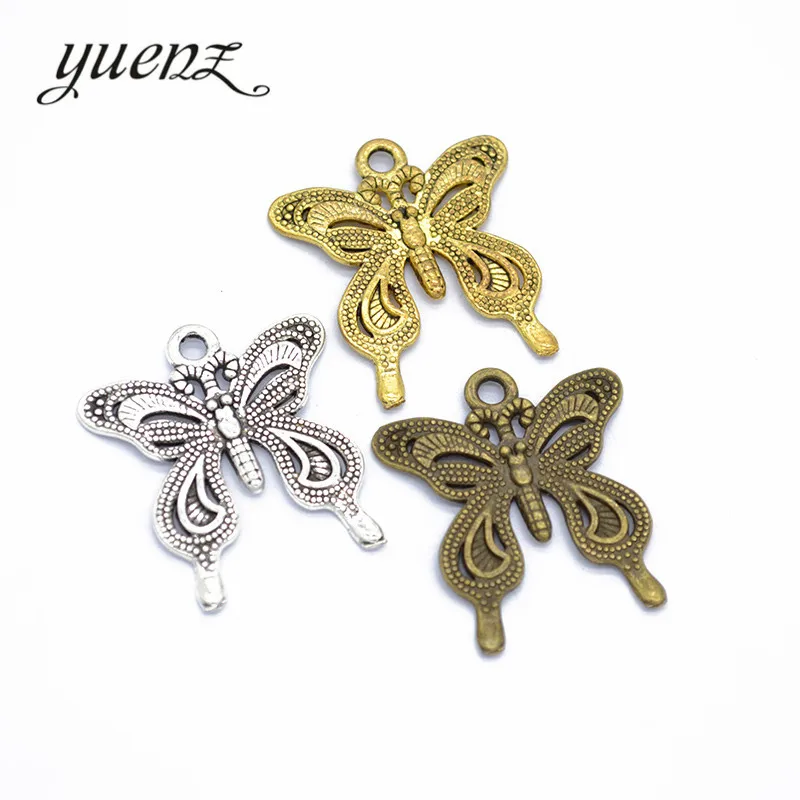 

YuenZ 10pcs 3 color Antique bronze butterfly Charm fit for Bracelets Necklace Pendant DIY Metal Jewelry 28*25mm D270