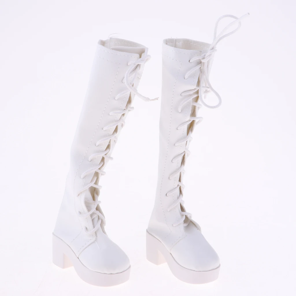 Trendy Princess Lace-Up High Heel Martin Boots for 1/3 BJD 60cm Doll Clothes Decor Dress Up Accessories - White 