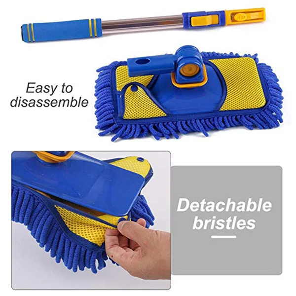 Car Wash Brush Cleaning Mop 180 Degree Rotating Retractable Long Handle Broom Soft Hair Cleaning Brush Tool