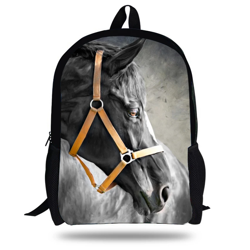 16 Inch New Style Animal Print Bag Horse Backpack For Teens Girls Boys