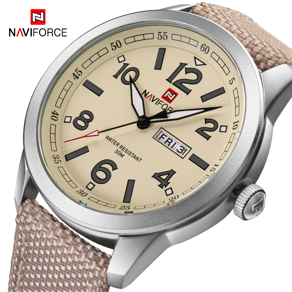 NAVIFORCE Лидирующий бренд кварцевые часы мужские модные спортивные нейлоновый