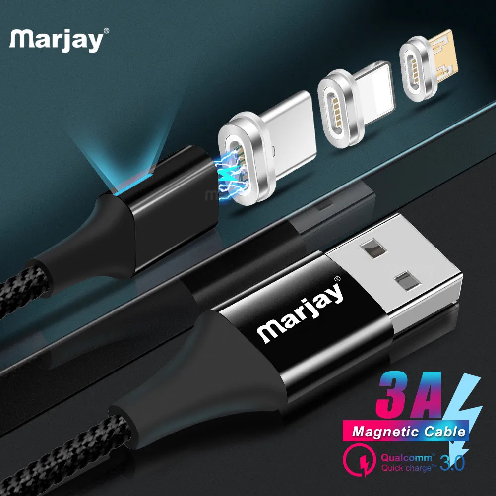 Marjay Magnetic Micro USB Charging Cable for Xiaomi USB Cables Magnetic for iPhone X 8 7 Magnet Type C Charger Cable for Samsung