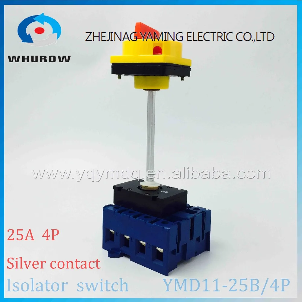 

Isolator switch YMD11-25B 4P 690V with padlock aluminum pole 25A Load break power cut off operation outside electrical cabinet