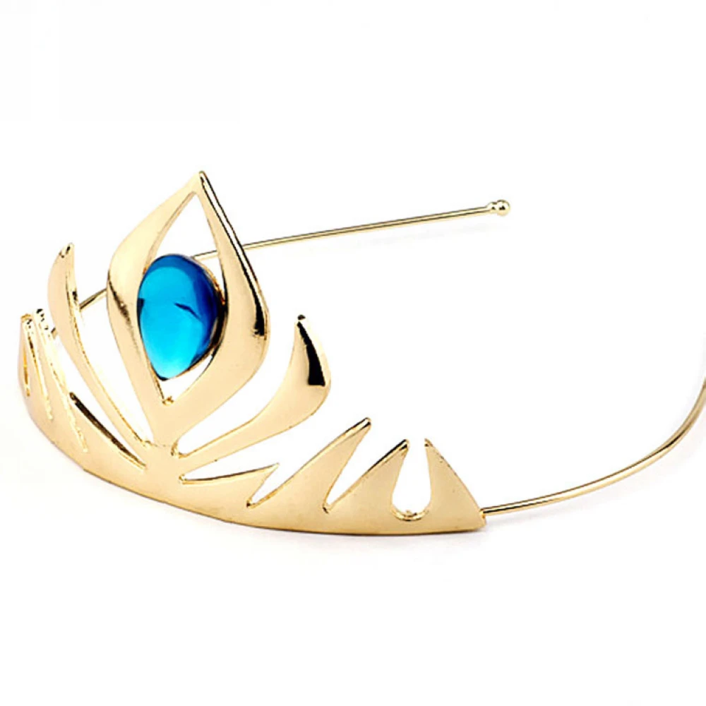 

H0022 Gold Crown Hair Band Blue Crystal metal Alloy Hair Ornament Jewelry