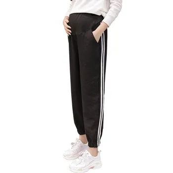 Spring Summer Pregnant Women Pants Chiffon Leggings Maternity High Waist Stretched Belly Trousers Sport Pants
