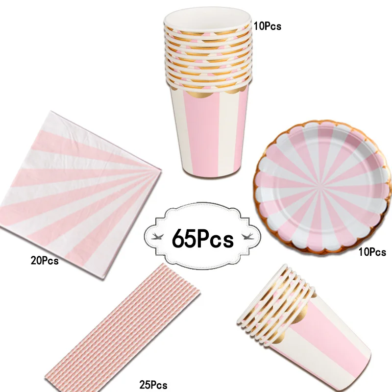65pcs Color star point paper cup/plate/napkin wedding Birthday Party Decor baby shower party supplies kids drinking straw - Цвет: style 1