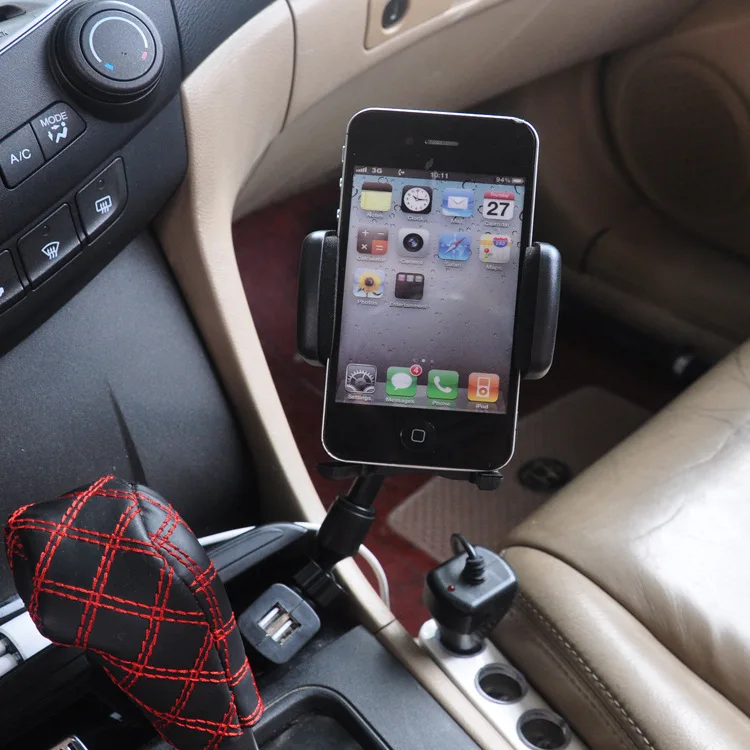 

Universal 360 Rotating Car Charger Holder Dual Usb 2 Port Cigarette Lighter Cell Phone Bracket for iPhone 7 for Samsung S7edge