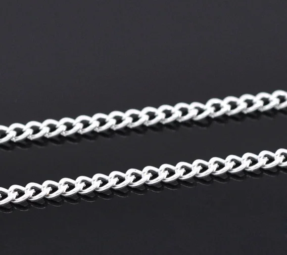 DoreenBeads 10 м серебряный цвет звено-открытый панцирные цепи 3 мм x 2,2 мм(B13656