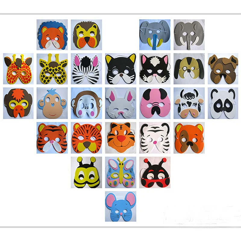 JX-LCLYL 10x Funny EVA Children Animal Masks Kid Birthday Party Woodland Farm Dress Prop