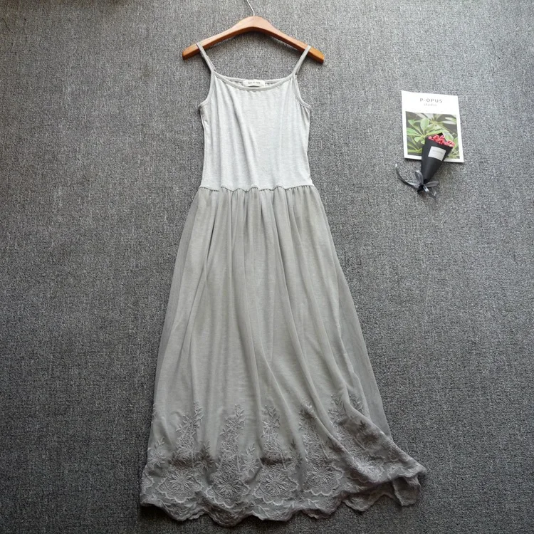 Длинное белое кружевное женское платье-комбинация, длинное нижнее белье, лето 9824