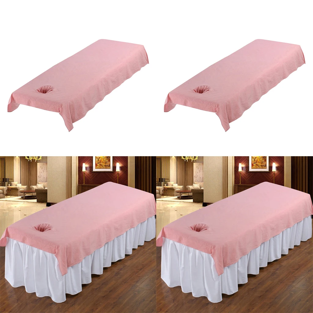 2 шт. моющиеся хлопок массажный стол, для spa массажа тела кровать Встроенная колодок Обложка с головой отверстие-розовый