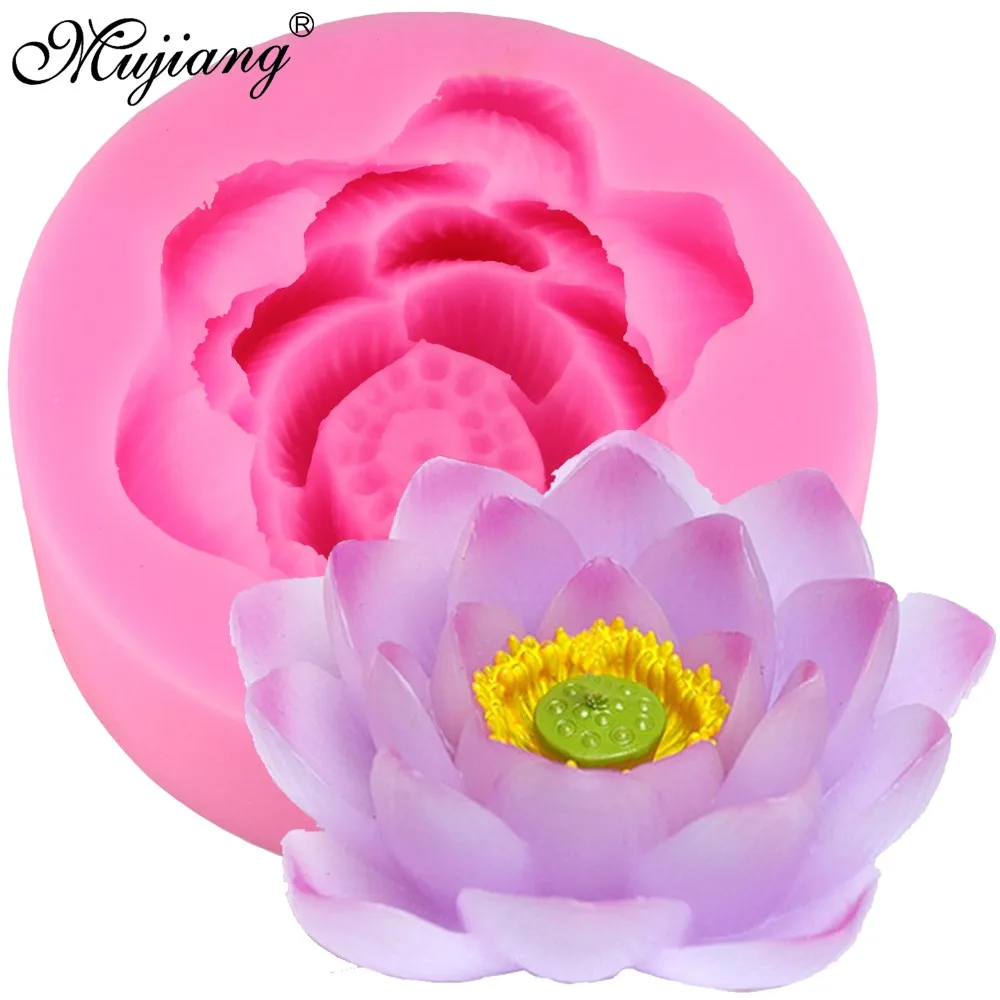 

Mujiang 3D Lotus Silicone Candle Molds Resin Fimo Clay Soap Mold Fondant Cake Decorating Tools Gumpaste Chocolate Moulds